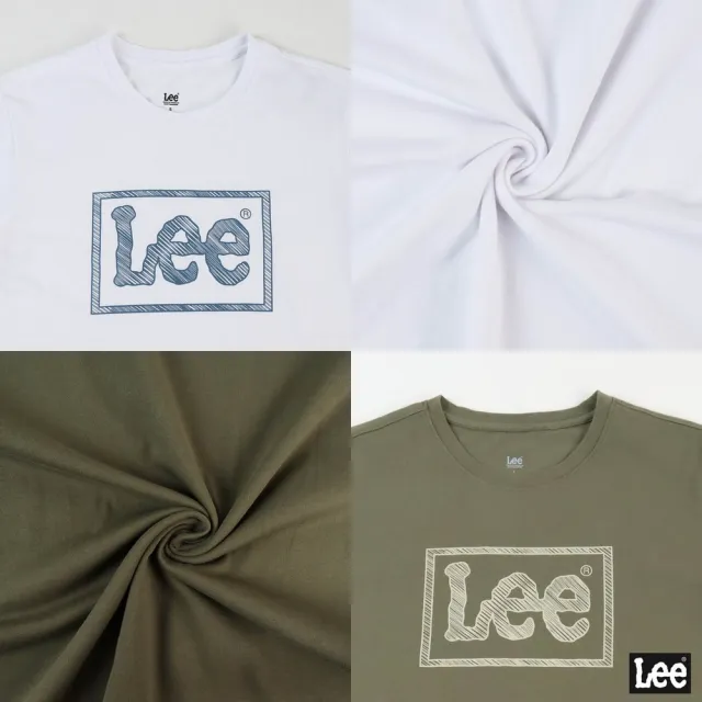 【Lee】斜線印花 長框大LOGO 男短袖T恤-共四色 / 標準版型