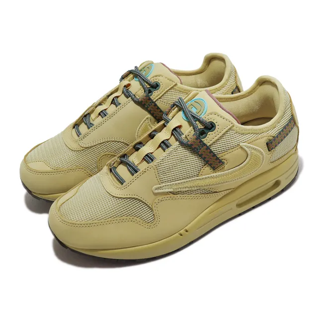 【NIKE 耐吉】休閒鞋Air Max 1 / CJ 男鞋 女鞋 Travis Scott 金黃 倒勾 限量(DO9392-700)