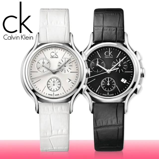 【瑞士 CK手錶 Calvin Klein】三眼造型皮革女錶(K2U291C1-K2U291L6)