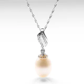 【寶石方塊】點滴在心頭天然珍珠項鍊-925銀飾