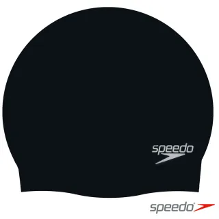 【SPEEDO】成人矽膠泳帽PLAIN MOULDED(黑)