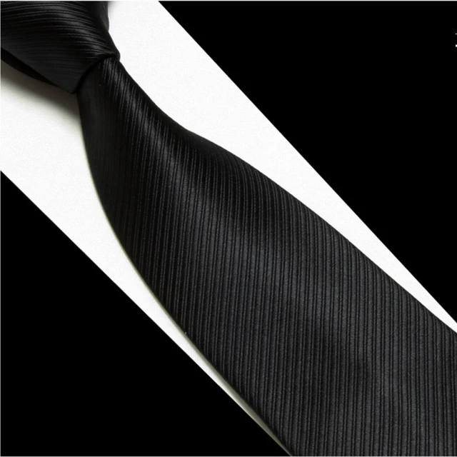 【拉福】黑色斜紋領帶8cm寬版領帶拉鍊領帶(黑)