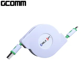 【GCOMM】GCOMM micro-USB 強固型高速充電傳輸伸縮扁線 1米 青春綠(伸縮扁線)
