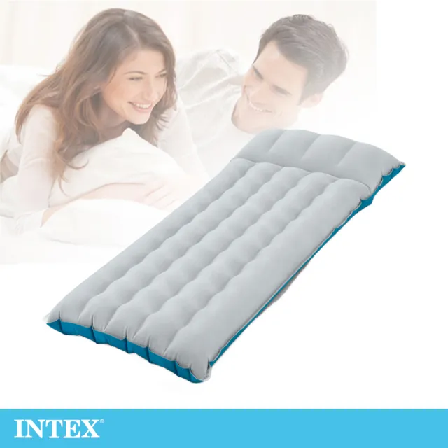 【INTEX】單人野營充氣床墊/露營睡墊-寬67cm-灰藍色(67997)