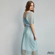【iROO】小彎月雙材質印花洋裝