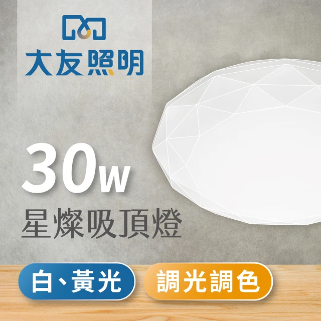 【大友照明】LED 星燦水鑽吸頂燈30W(可調光調色/附遙控器)