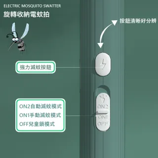 【RoLife 簡約生活】雙按鍵式USB充電電蚊拍(充電/旋轉收納)