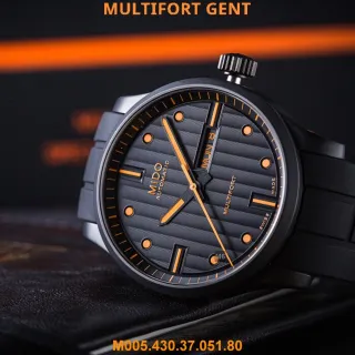 【MIDO 美度】Multifort Gent先鋒系列機械腕錶 PVD黑矽膠錶帶款-加精美錶盒 M6(M005.430.37.051.80)