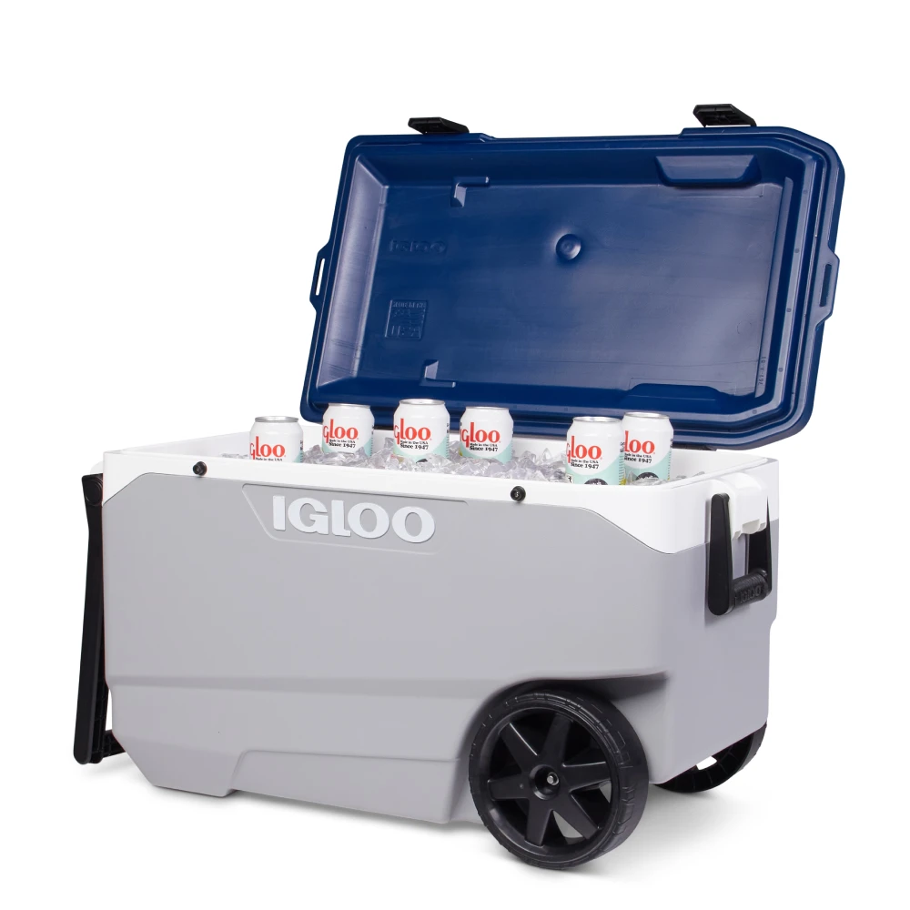 【IGLOO】IGLOO MAXCOLD 系列五日鮮 90QT 拉桿冰桶 34818(美國製造、保冷、保鮮、露營、冰桶、拉桿冰桶)