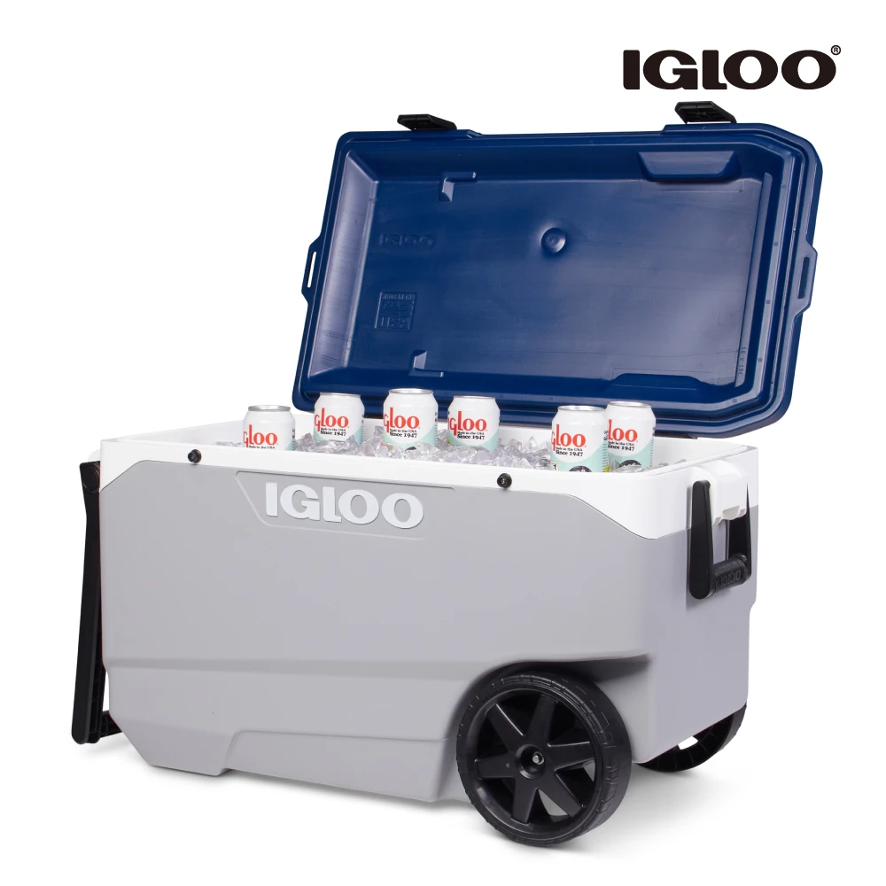 【IGLOO】IGLOO MAXCOLD 系列五日鮮 90QT 拉桿冰桶 34818(美國製造、保冷、保鮮、露營、冰桶、拉桿冰桶)