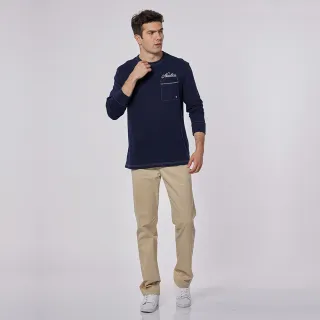 【NAUTICA】男裝極簡品牌LOGO長袖T恤(海軍藍)
