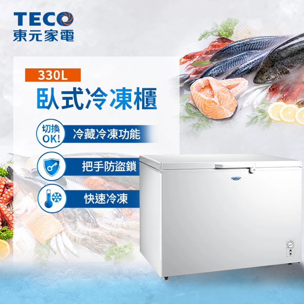 【TECO 東元】330公升 上掀式單門冷凍櫃(RL3517W)