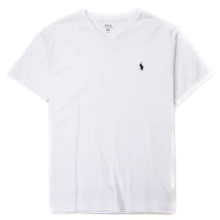 【RALPH LAUREN】Polo Ralph Lauren 經典電繡小馬V領素面短袖T恤-白色(平輸品)