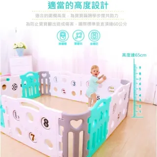 【HTGC】韓式兒童遊戲圍欄-1門+3大片+4小片粉藍各二+4轉角(適用於140*200地墊)