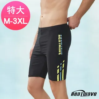 【Heatwave 熱浪】加大男泳褲 五分平口褲-乘風355黑(M-3XL)