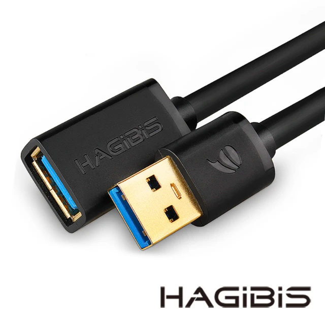 【HAGiBiS】USB3.0公對母延長線0.5M黑色(HBUC005－BK)
