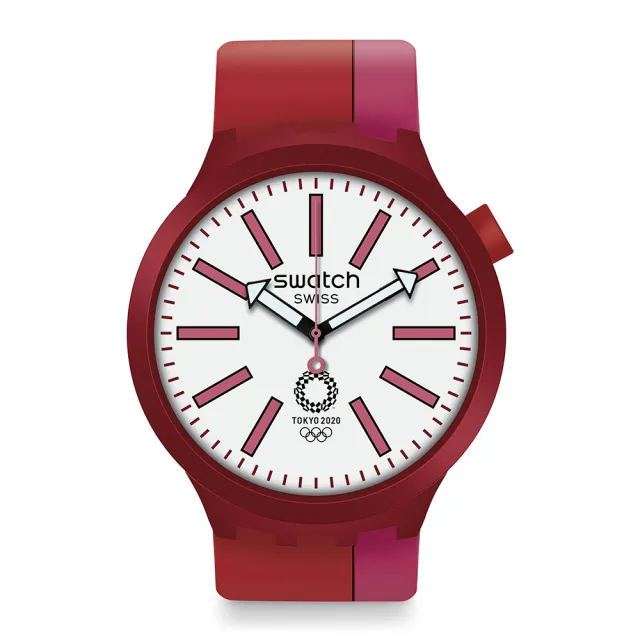 【SWATCH】奧運系列手錶 BB KURENAI RED(47mm)