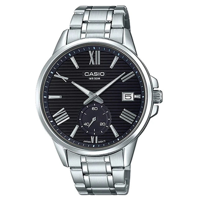【CASIO 卡西歐】時尚雙眼男錶 不鏽鋼錶帶 防水50米 礦物玻璃鏡面(MTP-EX100D-1A)