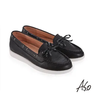 【A.S.O 阿瘦集團】活力雙核  心真皮壓紋面料休閒鞋(黑色)