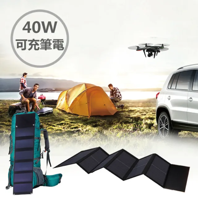 【Suniwin】戶外折疊便攜40W太陽能充電包/旅行/露營電源供應神器(太陽能充電板/旅行/露營)