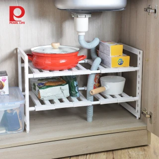 廚下水槽伸縮式收納層架-深30cm(日製 廚櫃 整理 置物架 塑膠)