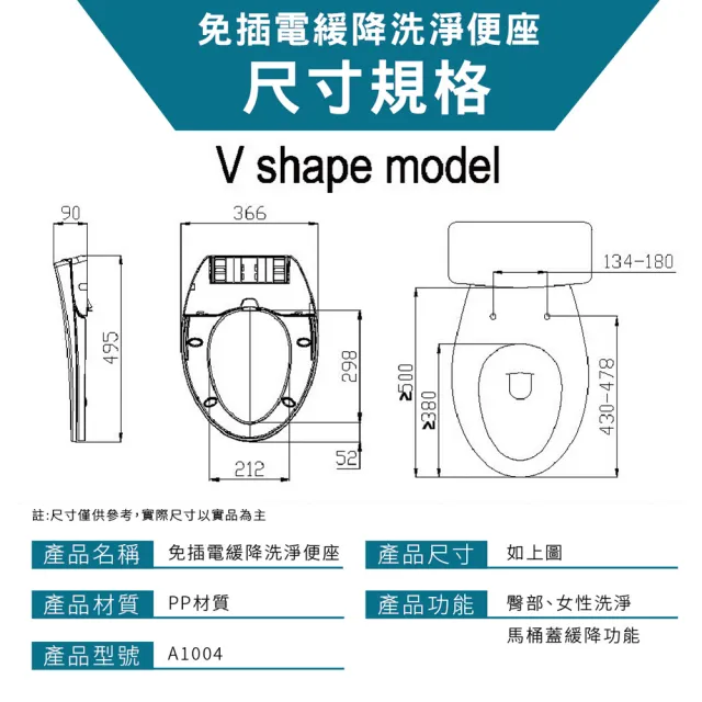 【洗樂適衛浴CERAX】免插電洗淨緩降便蓋(A1004 不含安裝)