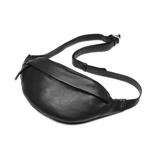 【MARKBERG】Tova 丹麥手工牛皮個性托瓦腰包 胸包 斜背包(極簡黑)