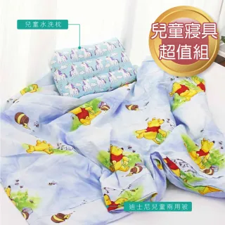 【I-JIA Bedding】迪士尼兒童兩用被/四季被+100%純棉親膚透氣可水洗兒童枕(超值組)