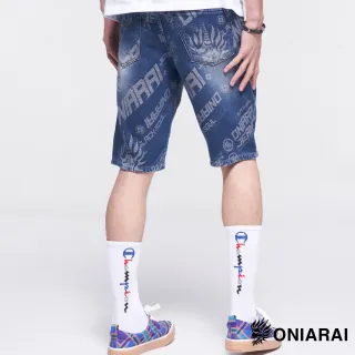 【BLUE WAY】男款 大緹織 3D鬼頭 丹寧 短褲-鬼洗