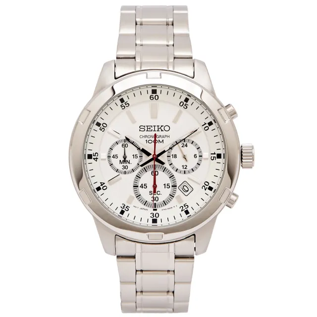 【SEIKO 精工】時尚風格三眼計時錶帶手錶-白面X銀色/43mm(SKS601P1)