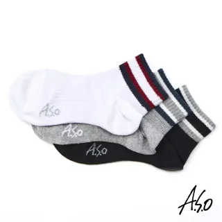 【A.S.O 阿瘦集團】長效抑菌系列-襪口條紋短襪(白色)