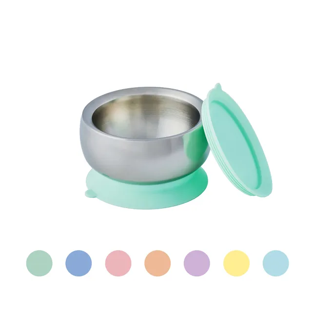【little.b】316雙層不鏽鋼學習吸盤碗(碗緣凹槽防漏設計)