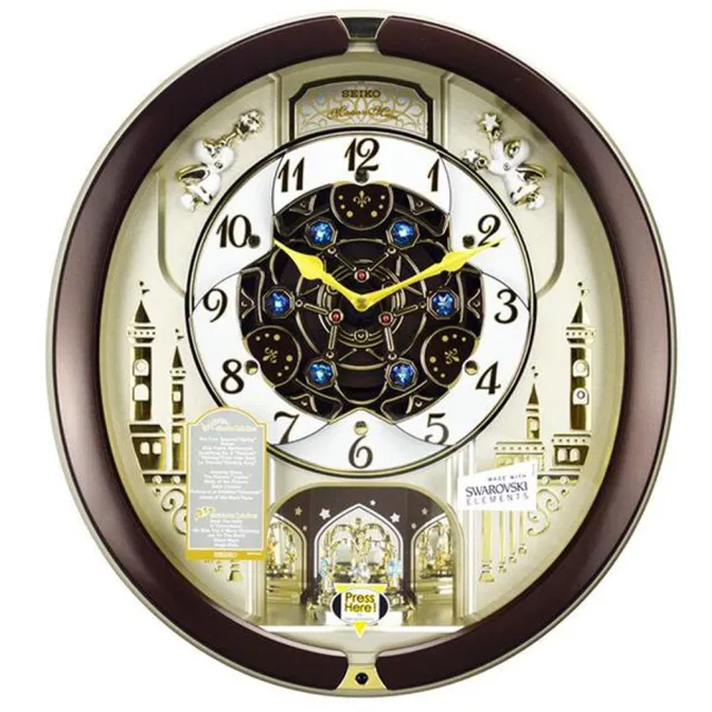 【SEIKO 精工】QXM291B 可愛小天使旋轉錶盤音樂掛鐘