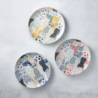 日本美濃燒 – 酷花貓餐盤(三件組)