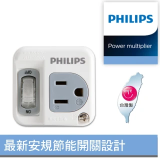 【Philips 飛利浦】1開1電腦壁插 新安規 節能開關 - 白色(SPB1411)
