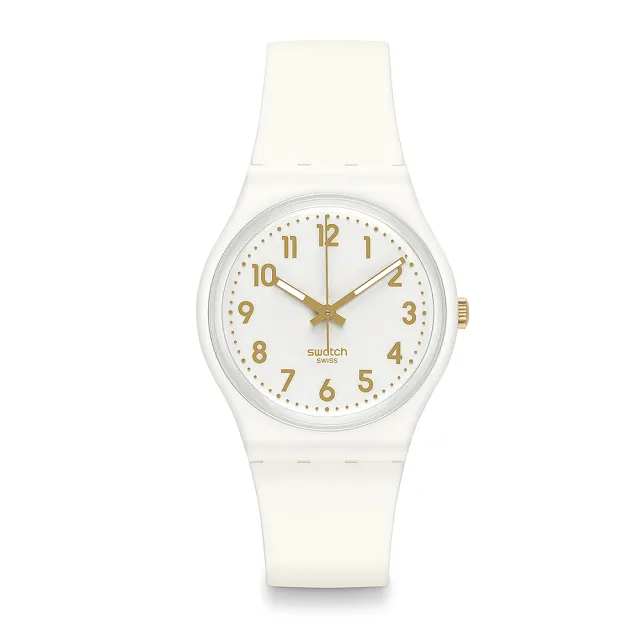 【SWATCH】原創系列手錶 WHITE BISHOP 淨白金尚(34mm)