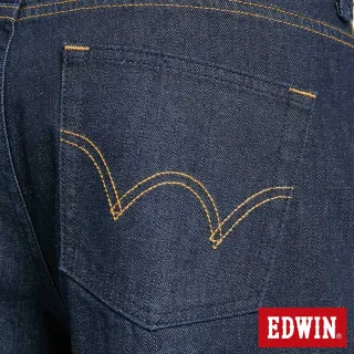 【EDWIN】斜袋LOGO牛仔短褲-男款(原藍磨)