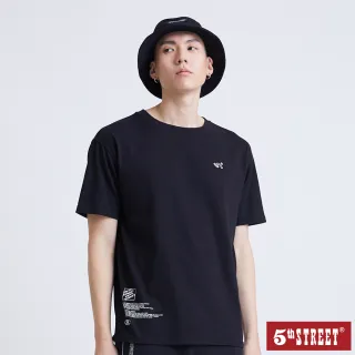【5th STREET】男落肩空間感潮流短袖T恤-黑色