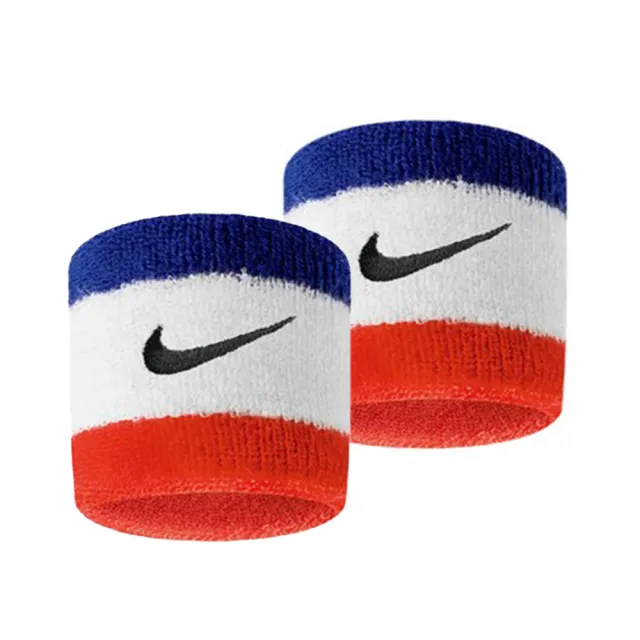 【NIKE 耐吉】Nike Swoohs 護腕 運動 打球 健身 單色 腕帶 吸濕 排汗 乾爽 2入 7x7cm 藍紅(N0001565620OS)