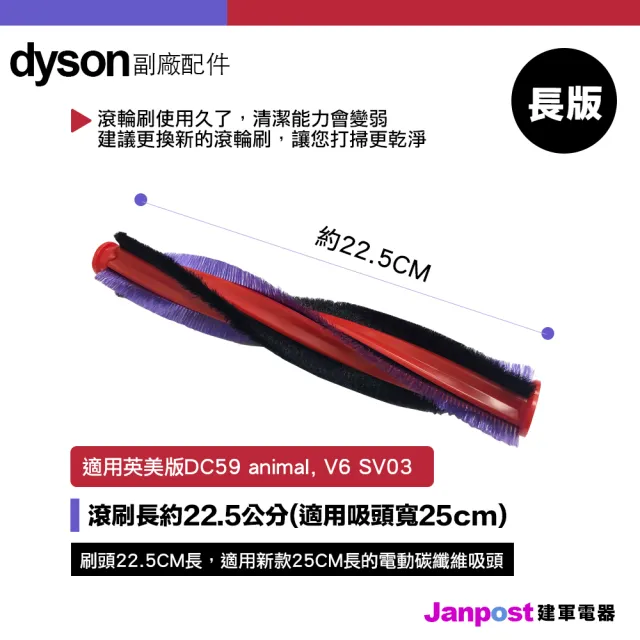 【Janpost】Dyson 副廠配件 V6 DC62 DC59 DC58 61 motorhead 電動碳纖維吸頭 滾輪刷(長版 短版)