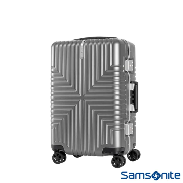 【Samsonite 新秀麗】20吋Intersect 高質感PC鋁框硬殼TSA行李箱 銀(GV5)