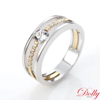 【DOLLY】14K金 求婚戒0.30克拉完美車工雙色金鑽石戒指(073)