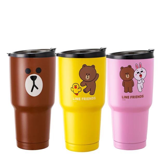 【LINE FRIENDS】陶瓷真空冰霸保冰保溫杯 陶瓷內膽(2入組 900ml)