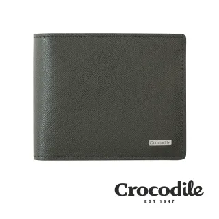【Crocodile】鱷魚皮件 真皮短夾 6卡 零錢包 零錢袋 男夾 0103-59031-黑色(Wind系列)