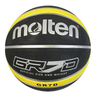 【MOLTEN】Molten 籃球 7號 男子 室外 大學 橡膠 深溝 12片貼 彈力 韌性 抓感 黑黃(BGR7D-KY)