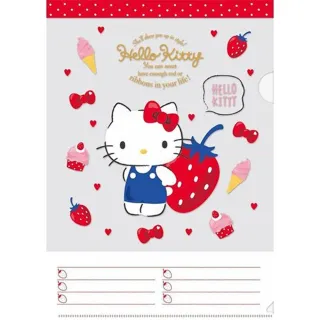 【小禮堂】Hello Kitty 日製L型文件夾《A4.白紅.草莓》資料夾.L夾.檔案夾