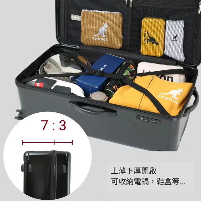 【KANGOL】胖胖冰箱運動行李箱28吋(黑色)