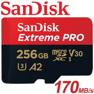 【SanDisk 晟碟】256GB 170MB/s Extreme Pro microSDXC U3 V30 A2 記憶卡(平輸 附轉卡)