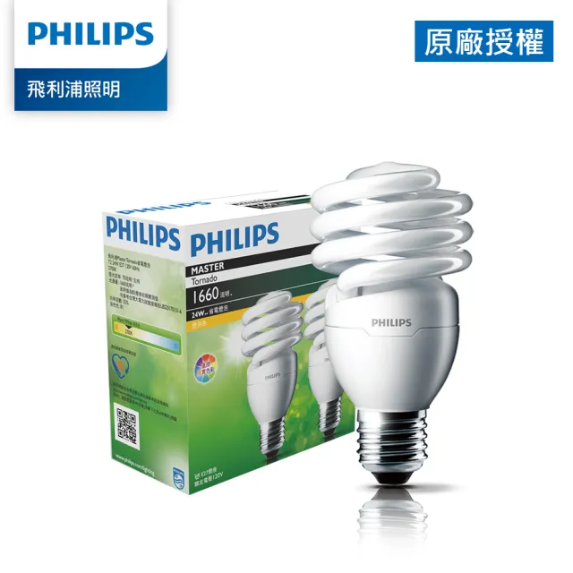【Philips 飛利浦】24W 螺旋省電燈泡 2入組(PR913/PR914)