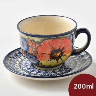 波蘭陶 古典花園系列 花茶杯盤組 200ml 波蘭手工製